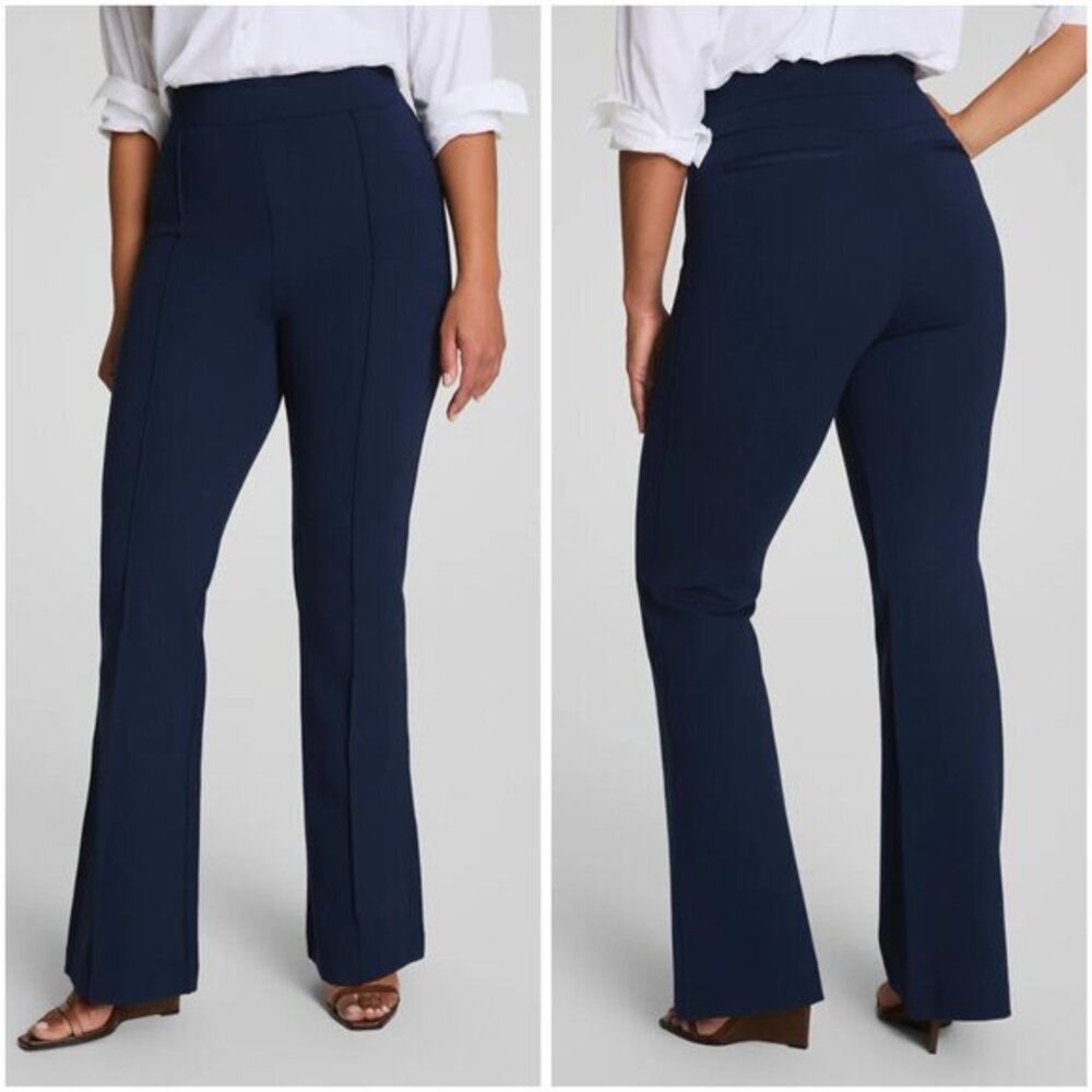 SPANX Supersmooth PerfectFit Ponte Flare Stretch Pant in Navy Blue Size S